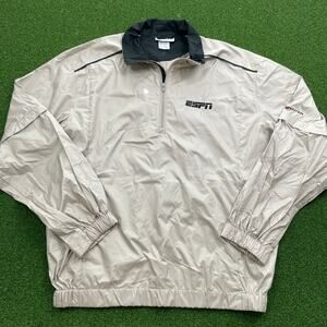 Vintage ESPN Beige Quarter Zip Windbreaker Jacket Sz XL